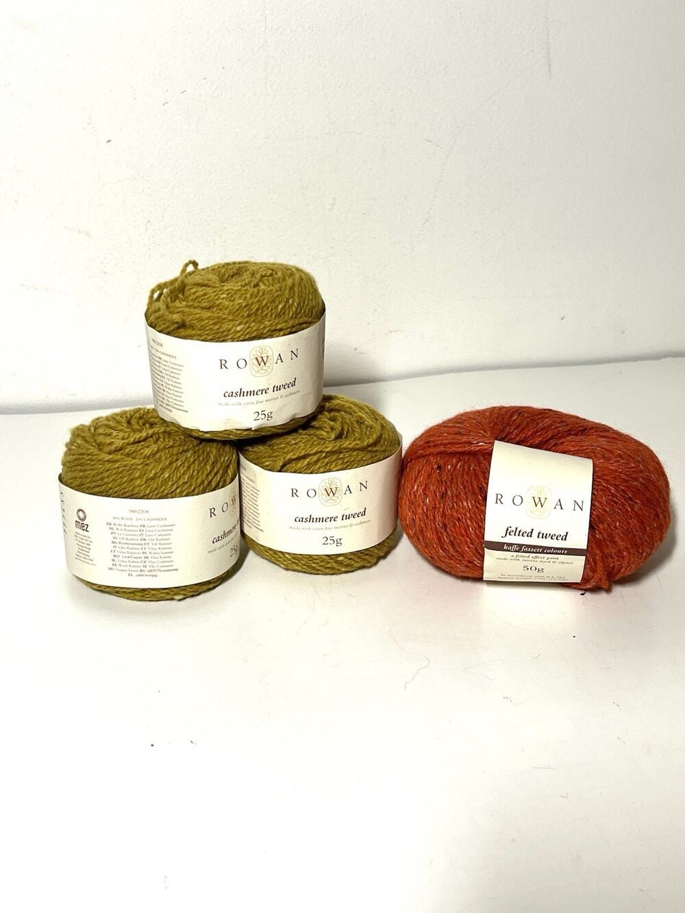 Rowan Yarn Lot 3 Cashmere Tweed Mustard DK 96 Yds 1 Felted Tweed Kaffe Zinnia DK
